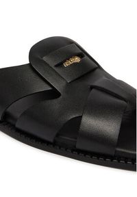 TOMMY HILFIGER - Tommy Hilfiger Klapki Leather Crest Square Toe Sandals FW0FW09126 Czarny. Kolor: czarny. Materiał: skóra #6