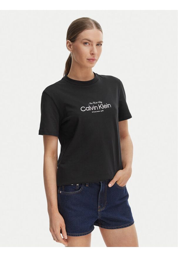 Calvin Klein Jeans T-Shirt NYC Logo LV047F810G Czarny Classic Fit. Kolor: czarny. Materiał: bawełna