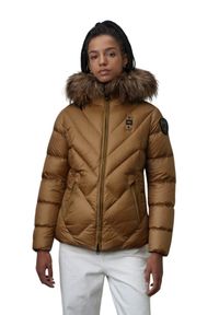 Blauer USA - BLAUER Brązowa kurtka damska Alicia Short Jackets, Rozmiar M. Kolor: brązowy. Materiał: poliamid, puch, futro. Styl: elegancki #3