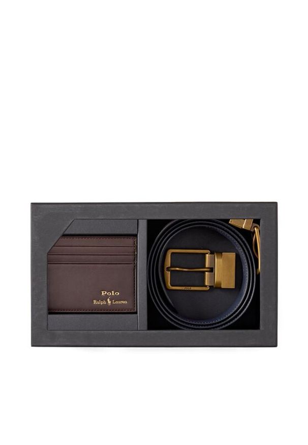 Polo Ralph Lauren Zestaw etui na karty i pasek 405880721002 Brązowy. Kolor: brązowy. Materiał: skóra
