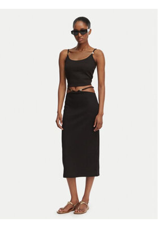 Guess Spódnica ołówkowa E6GD04 KG322 Czarny Slim Fit. Kolor: czarny. Materiał: syntetyk