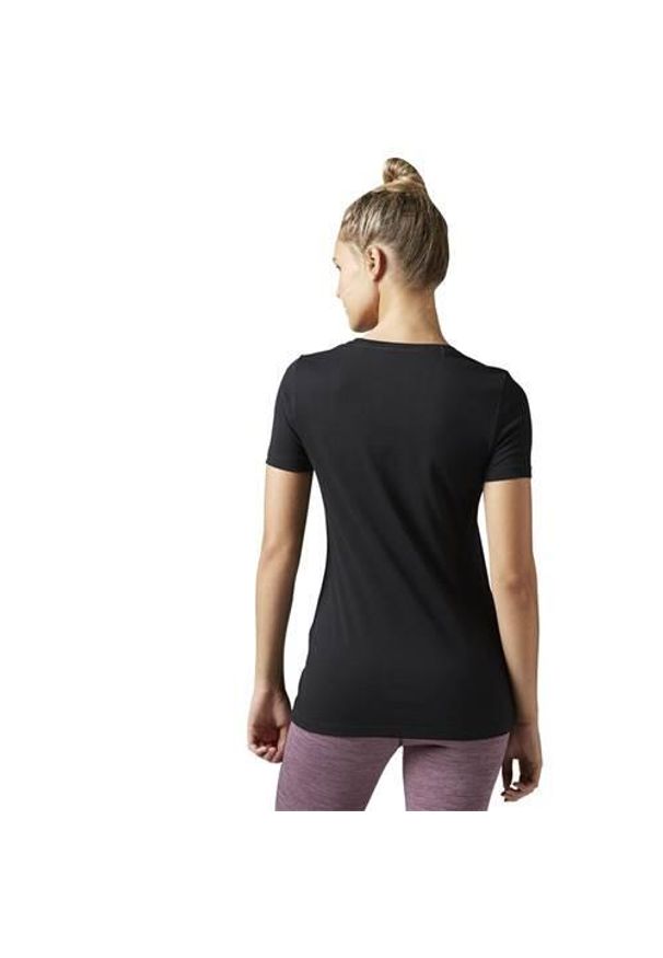 Koszulka sportowa damska Reebok Linear Read Tee. Kolor: czarny. Długość rękawa: krótki rękaw. Długość: krótkie