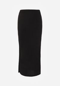 Renee - Czarna Teksturowana Spódnica Ołówkowa z Rozcięciem z Boku Piremilia. Okazja: na co dzień, na spacer. Kolor: czarny. Materiał: tkanina. Styl: elegancki, casual #7