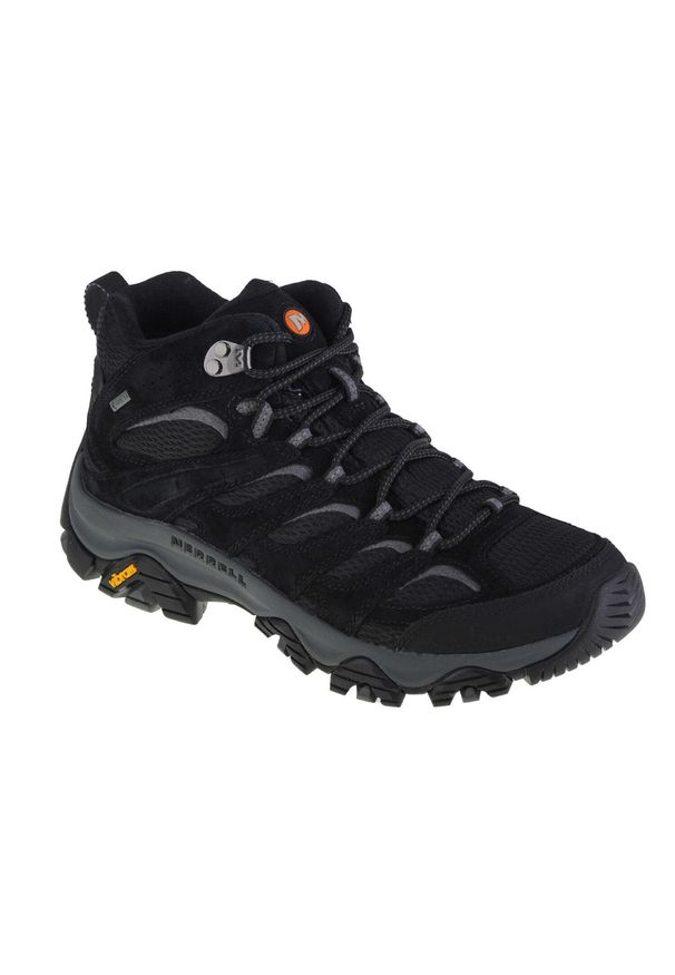 Buty trekkingowe męskie Merrell Moab 3 Mid Gtx Gore-tex. Wysokość cholewki: za kostkę. Zapięcie: sznurówki. Kolor: wielokolorowy, szary, czarny. Materiał: materiał, skóra, syntetyk. Szerokość cholewki: normalna. Technologia: Gore-Tex