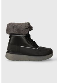 Ugg - UGG śniegowce City Butte kolor czarny 1153390. Nosek buta: okrągły. Zapięcie: sznurówki. Kolor: czarny. Materiał: wełna, włókno, materiał #1