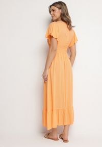 Born2be - Pomarańczowa Wiskozowa Kopertowa Sukienka o Rozkloszowanym Kroju Nellrive. Okazja: na co dzień. Typ kołnierza: dekolt w serek. Kolor: pomarańczowy. Materiał: wiskoza. Długość rękawa: krótki rękaw. Typ sukienki: kopertowe. Styl: casual, elegancki #7