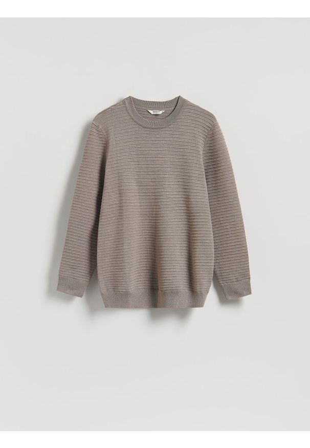 Reserved - Sweter z wiskozą - brązowy. Kolor: brązowy. Materiał: wiskoza