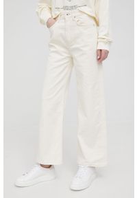 Pepe Jeans jeansy LEXA SKY HIGH damskie high waist. Stan: podwyższony. Kolor: beżowy