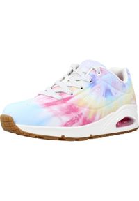 skechers - Buty do chodzenia damskie Skechers Hyped Hippie. Okazja: na co dzień. Zapięcie: sznurówki. Kolor: różowy. Materiał: materiał. Szerokość cholewki: normalna. Sport: turystyka piesza