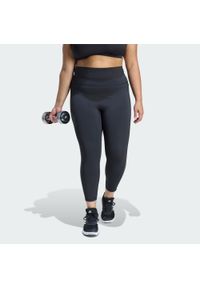 Adidas - Legginsy Optime Workout 3-Stripes 7/8 (Plus size). Stan: podwyższony. Kolekcja: plus size. Kolor: czarny. Materiał: tkanina. Sport: fitness #1