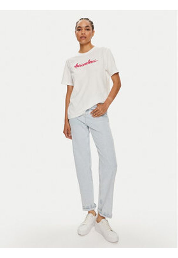 Vila T-Shirt Sybil 14097444 Biały Regular Fit. Kolor: biały. Materiał: bawełna