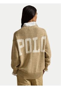 Polo Ralph Lauren Sweter 211A96252001 Beżowy Relaxed Fit. Typ kołnierza: polo. Kolor: beżowy. Materiał: bawełna #5