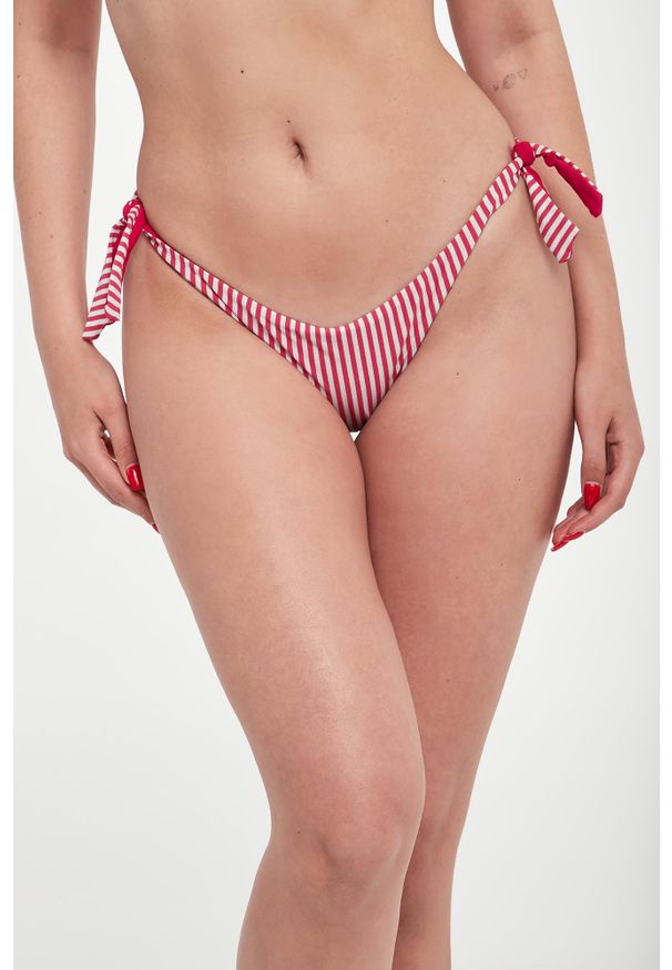 Różowo-srebrny dół od bikini Twinset U&B w paski. Kolor: srebrny, różowy, wielokolorowy. Wzór: paski