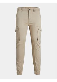 Jack & Jones - Jack&Jones Joggery Paul 12193754 Beżowy Slim Fit. Kolor: beżowy. Materiał: bawełna