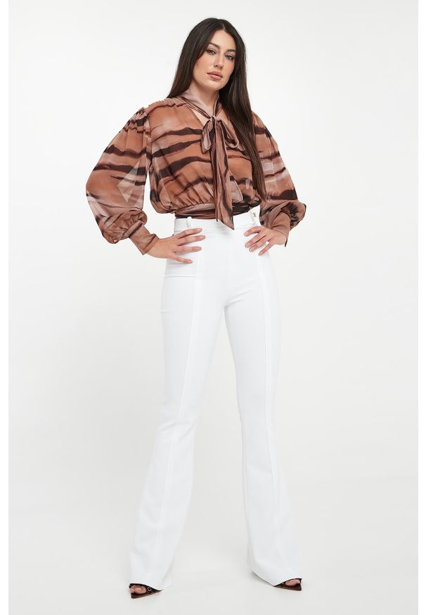 Elisabetta Franchi - Koszula damska ze zwierzęcym nadrukiem ELISABETTA FRA. Wzór: nadruk, motyw zwierzęcy