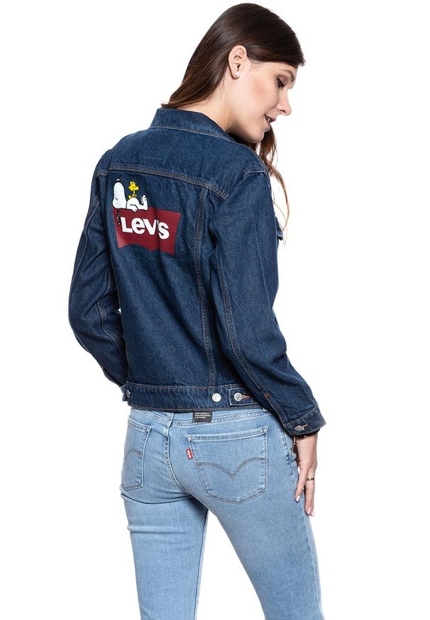 Levi's® - LEVI’S EX-BOYFRIEND TRUCKER DAMSKA KURTKA JEANSOWA JEANS DŻINSOWA PEANUTS 299440069. Materiał: jeans