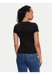 Tommy Jeans T-Shirt Linear DW0DW18398 Czarny Slim Fit. Kolor: czarny. Materiał: bawełna