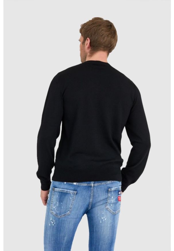 DSQUARED2 Czarny sweter męski cartoon pullover, Rozmiar M. Kolor: czarny. Materiał: wełna