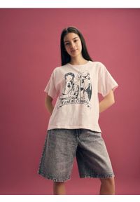 Reserved - T-shirt Wednesday - pastelowy róż. Kolor: różowy. Materiał: bawełna