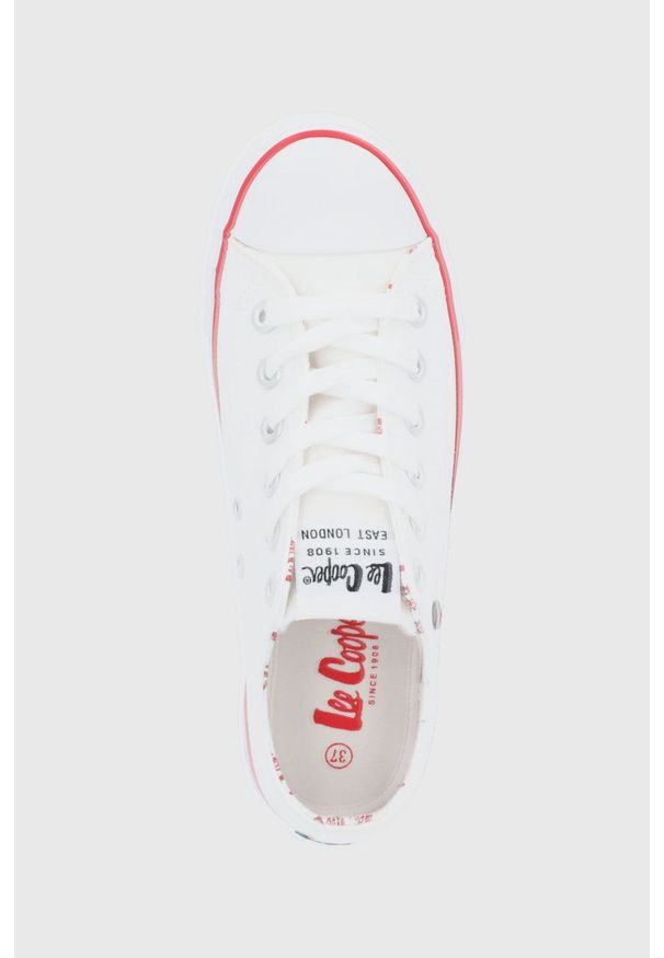 Lee Cooper tenisówki damskie kolor biały. Nosek buta: okrągły. Zapięcie: sznurówki. Kolor: biały. Materiał: guma