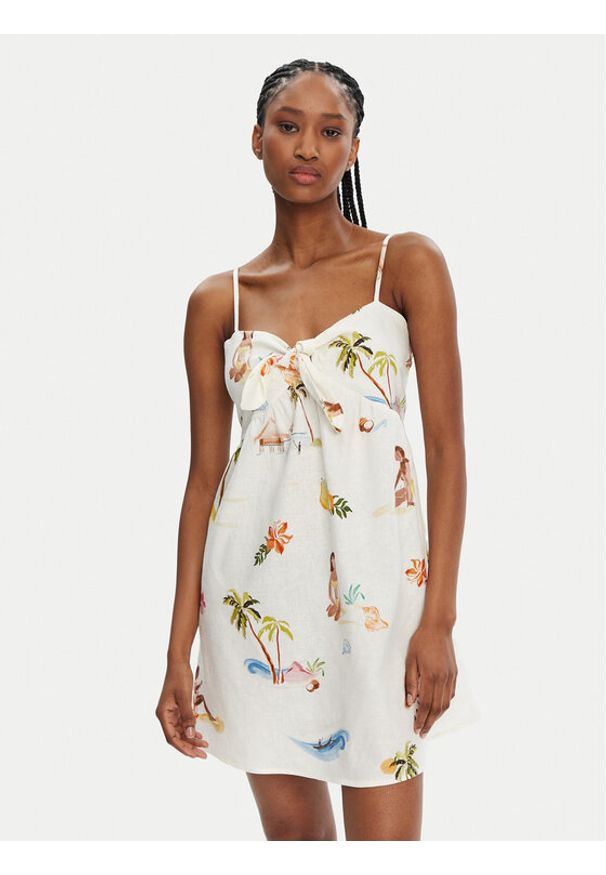 Seafolly Sukienka letnia Isla Palm 55395-DR Écru Regular Fit. Materiał: len, wiskoza. Sezon: lato