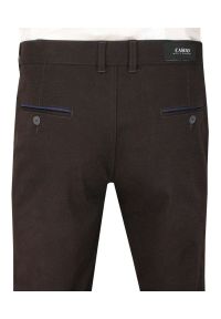 Casino - Brązowe Eleganckie Męskie Spodnie Slim, Elastyczne, Bawełniane -CASINO- Zwężane. Okazja: na co dzień. Kolor: beżowy, brązowy, wielokolorowy. Materiał: bawełna. Styl: elegancki #3