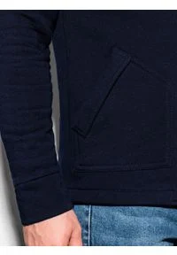 Ombre Clothing - Bluza męska rozpinana bez kaptura CARMELO - granatowa - XL. Typ kołnierza: bez kaptura. Kolor: niebieski. Materiał: poliester, bawełna, dzianina