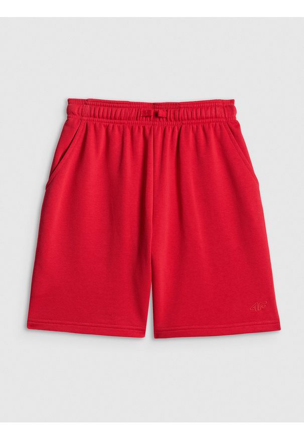 4f - 4F Spodenki dresowe dziewczęce - czerwone 158 (12-13 lat). Kolor: czerwony. Materiał: dresówka. Długość: krótkie. Sezon: lato