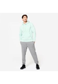 DOMYOS - Bluza z kapturem męska Domyos Gym & Pilates. Typ kołnierza: kaptur. Kolor: zielony, niebieski, wielokolorowy. Materiał: tkanina, bawełna, poliester, materiał, prążkowany, elastan. Wzór: ze splotem. Sport: joga i pilates