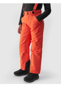 4F JUNIOR - Spodnie narciarskie z szelkami membrana 8000 chłopięce - pomarańczowe. Kolor: pomarańczowy. Materiał: materiał, tkanina, syntetyk. Sezon: zima. Sport: narciarstwo