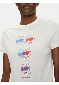 Karl Lagerfeld - KARL LAGERFELD T-Shirt A2W17112 Écru Regular Fit. Typ kołnierza: dekolt w karo. Materiał: bawełna #2