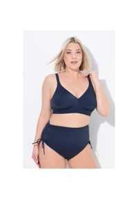 ULLA POPKEN - Damskie figi od bikini marszczona taśma wypełnienie z przodu. Kolekcja: plus size. Kolor: niebieski. Materiał: poliester, elastan, poliamid, materiał