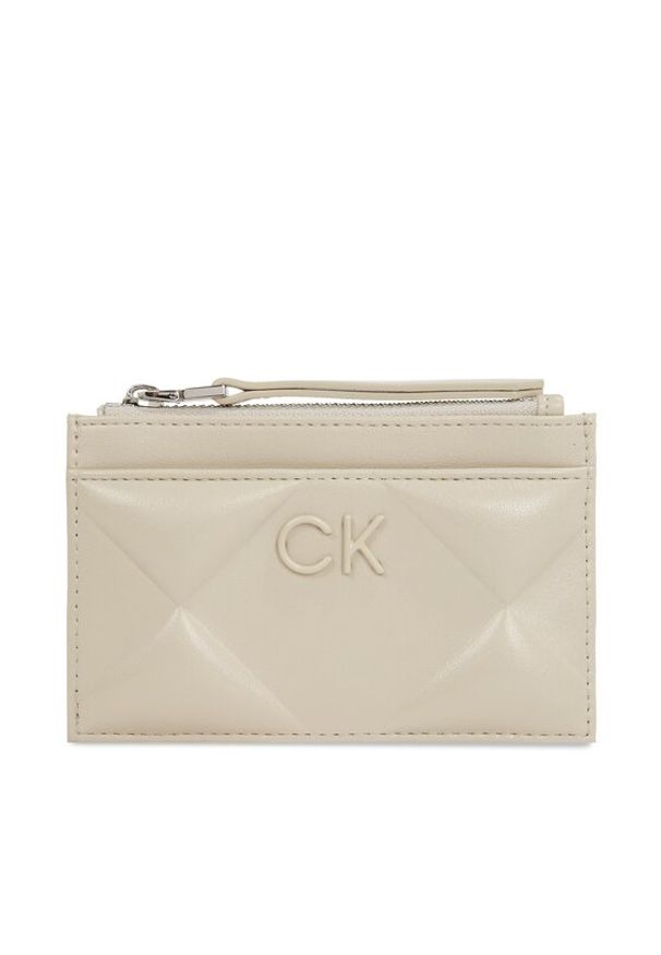 Calvin Klein Duży Portfel Damski Quilt K60K611704 Beżowy. Kolor: beżowy. Materiał: skóra