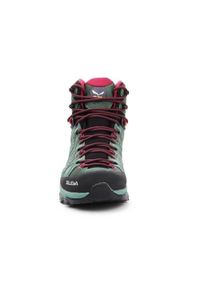 Buty trekkingowe damskie Salewa WS Alp Trainer 2 Mid Gtx czarne,zielone. Wysokość cholewki: za kostkę. Zapięcie: sznurówki. Kolor: zielony, czarny, wielokolorowy. Materiał: syntetyk, materiał. Szerokość cholewki: normalna #2