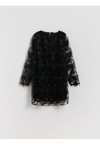 Reserved - Sukienka z cekinami - czarny. Kolor: czarny. Materiał: dzianina #1