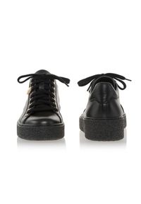 Ochnik - Czarne skórzane tenisówki damskie. Okazja: na co dzień. Zapięcie: sznurówki. Kolor: czarny. Materiał: skóra #3