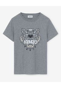 Kenzo - KENZO - Szara koszulka Tiger. Kolor: szary. Materiał: bawełna. Wzór: melanż, nadruk. Styl: klasyczny #4