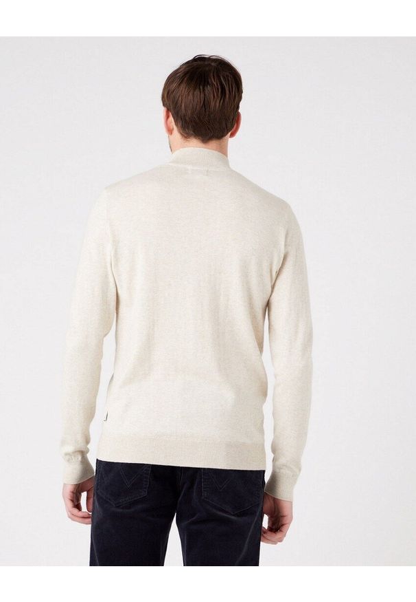 Wrangler - WRANGLER SEASONAL KNIT MĘSKI SWETER GOLF OAT MELE W8D12PC17 112321351. Typ kołnierza: golf