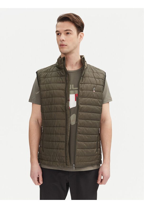 Aulp Kamizelka Mocco Khaki Slim Fit. Kolor: brązowy. Materiał: syntetyk