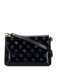 Wittchen - Damska listonoszka z metalicznej skóry lakierowanej mała czarna. Kolor: czarny. Wzór: aplikacja, haft. Dodatki: z haftem. Materiał: lakierowane, skórzane. Styl: elegancki, klasyczny #1