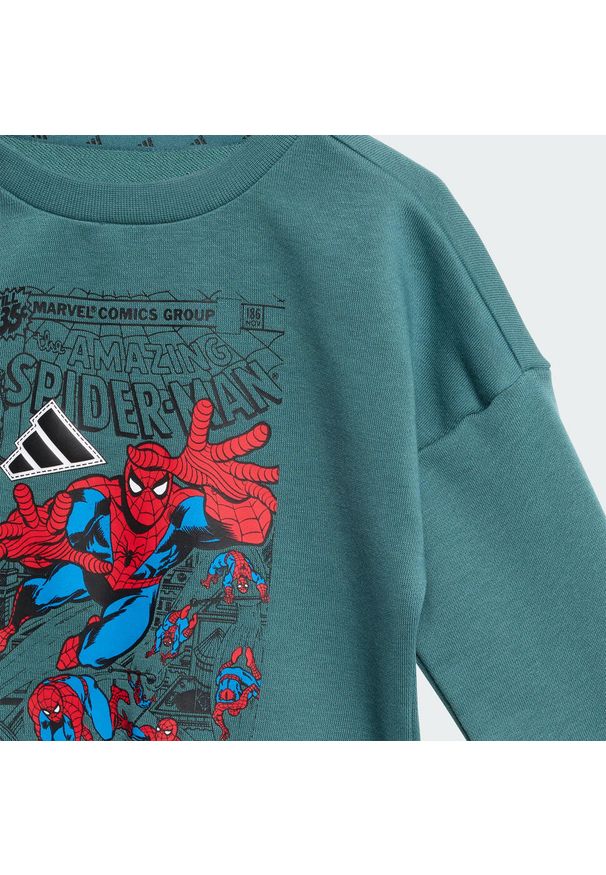 Adidas - Zestaw Marvel Spider-Man Jogger Kids. Kolor: biały, wielokolorowy, niebieski. Wzór: motyw z bajki. Styl: sportowy, młodzieżowy