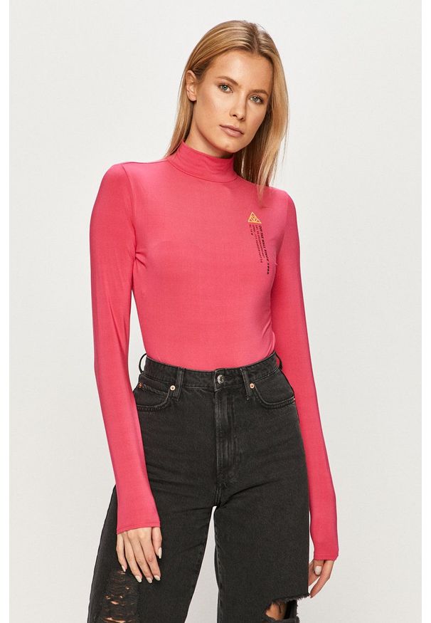 Vans - Longsleeve. Kolor: różowy. Materiał: dzianina. Długość rękawa: długi rękaw. Wzór: nadruk