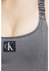 Calvin Klein jednoczęściowy strój kąpielowy kolor czarny lekko usztywniona miseczka. Kolor: szary. Materiał: materiał #2