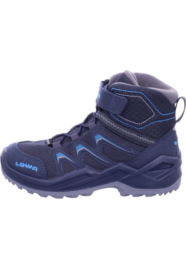 Buty trekkingowe dla dzieci Lowa Maddox Warm Gtx. Wysokość cholewki: za kostkę. Zapięcie: rzepy. Kolor: niebieski. Materiał: materiał. Szerokość cholewki: normalna