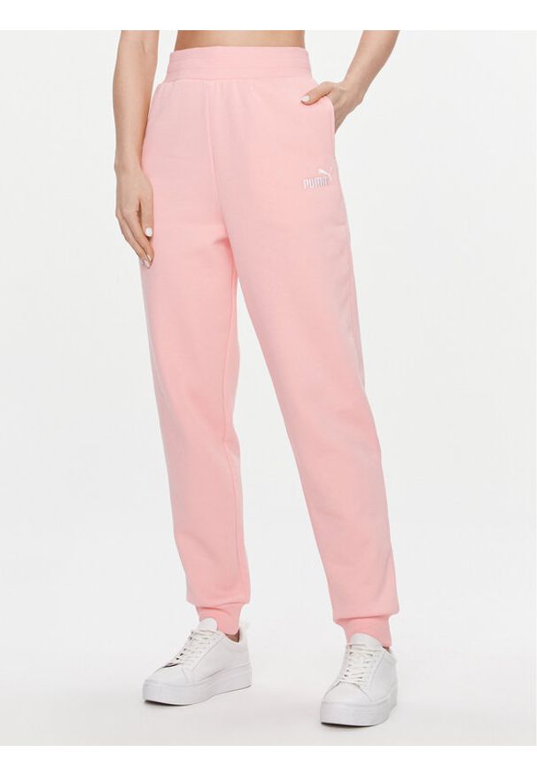 Puma Spodnie dresowe Ess+ Embroidery 670007 Różowy Regular Fit. Kolor: różowy. Materiał: bawełna