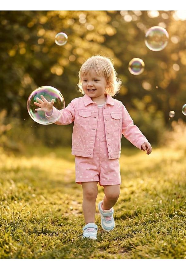 Sinsay - Kurtka jeansowa ze wzorem w kwiaty - różowy. Kolor: różowy. Materiał: jeans. Wzór: kwiaty