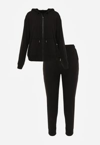 Renee - Czarny Komplet Dresowy 2-częściowy z Bluzą i Spodniami Seraphira. Kolor: czarny. Materiał: dresówka #2
