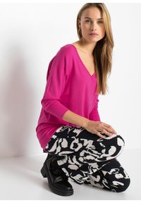 bonprix - Bluzka oversize z lejącej wiskozy. Kolor: różowy. Materiał: wiskoza #3