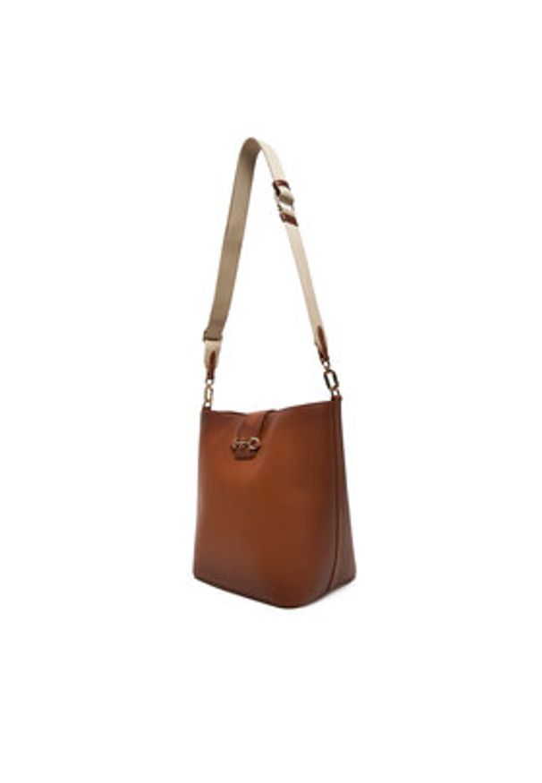 TOMMY HILFIGER - Tommy Hilfiger Torebka Heritage Leather Bucket Burn AW0AW17397 Brązowy. Kolor: brązowy. Materiał: skórzane