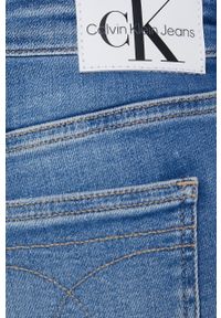 Calvin Klein Jeans szorty jeansowe damskie gładkie high waist. Stan: podwyższony. Kolor: niebieski. Materiał: denim, bawełna. Wzór: gładki